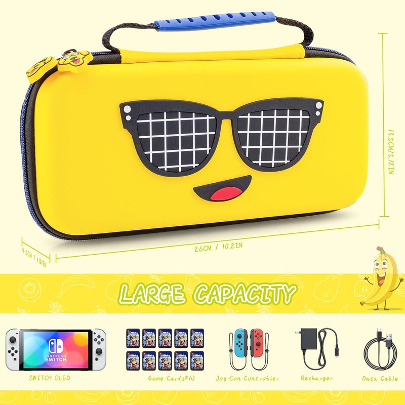 F'DIARY Yellow Carrying Case Compatible with Nintendo Switch OLED, Cool for Fortnite Accessories Bundle with Slim Portable Travel Bag, Dockable Hard PC Protective Case, Screen Protector & 2 Thumb Cap - Image 3